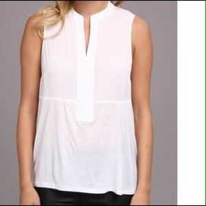 KENSIE White V Neck High Low Sleeveless Moderate Sheer Top XS/S Contemporary NWT